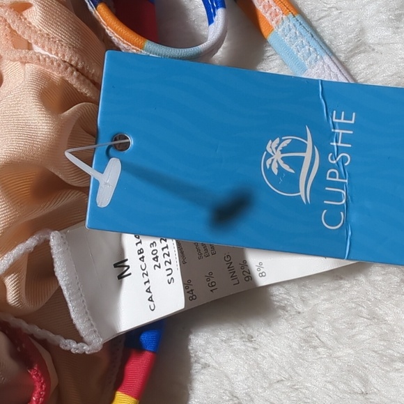 Cupshe Waffle Knit Cross Back Triangle Top & Hipster Bikini Bottoms Set - Picture 7 of 11